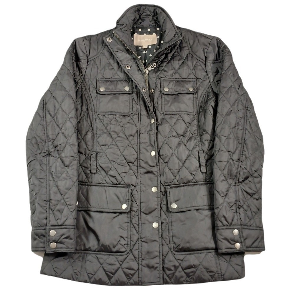 Banana Republic Quilted Jacket Womens Medium Grey Work‎ Chore Barn Field